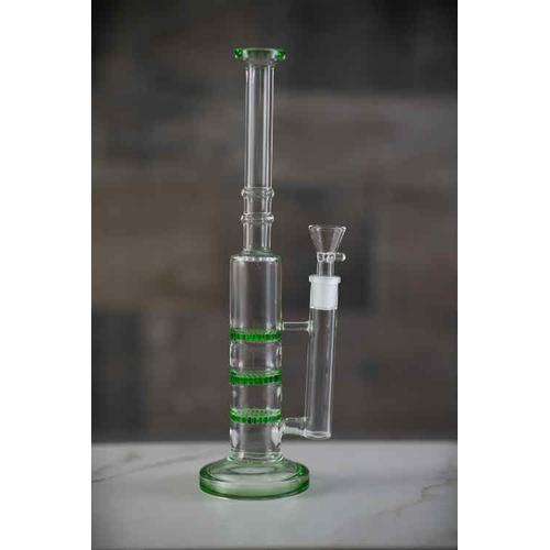 Clear/Gray) Glass Perc Tobacco Water Pipe/Bong w/Blown Glass Hole Design &  Bowl