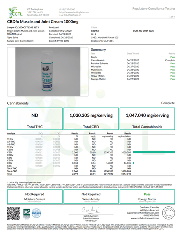 CBDFX CBD CREAM MUSCLE & JOINT 1000MG