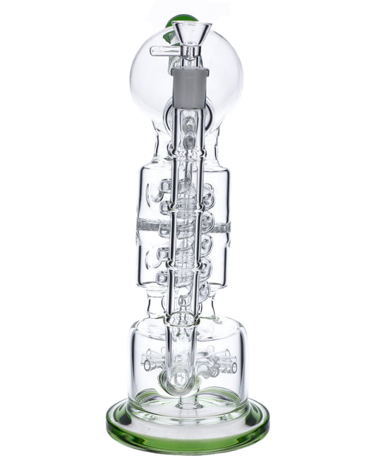 Bent Neck Water Pipe w/Matrix Perc-Green-13 in(RCL-L-B01G)