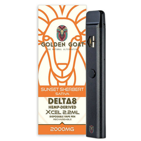 Delta-8 THC Vape Device, 2000mg, Rechargeable/Disposable - Sunset Sherbert